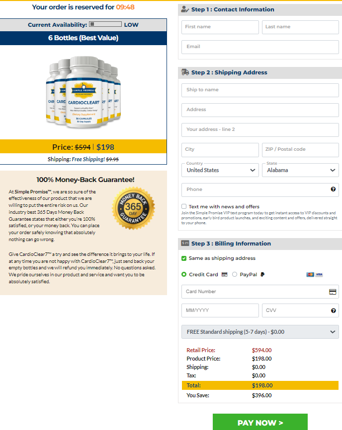 CardioClear7 Order Page